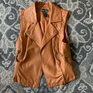 Tan leather vest with gold details